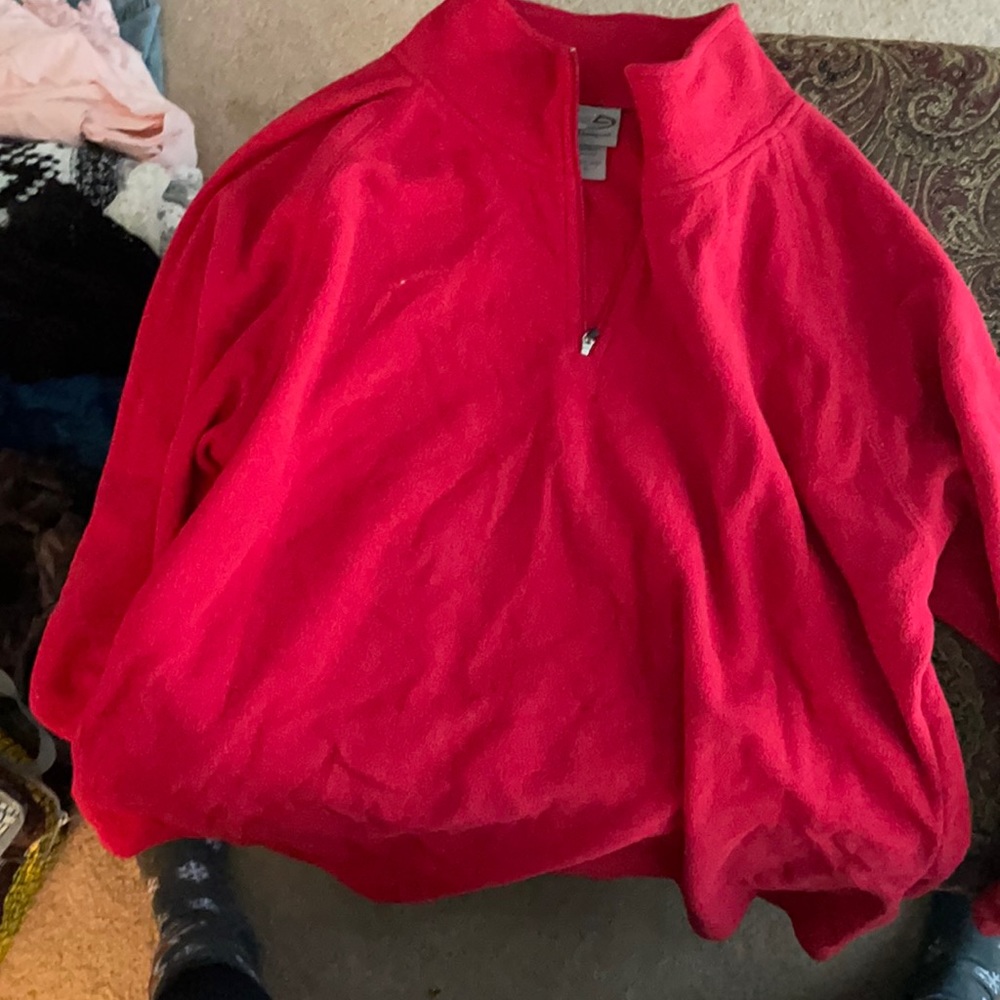 Red fleece pullover